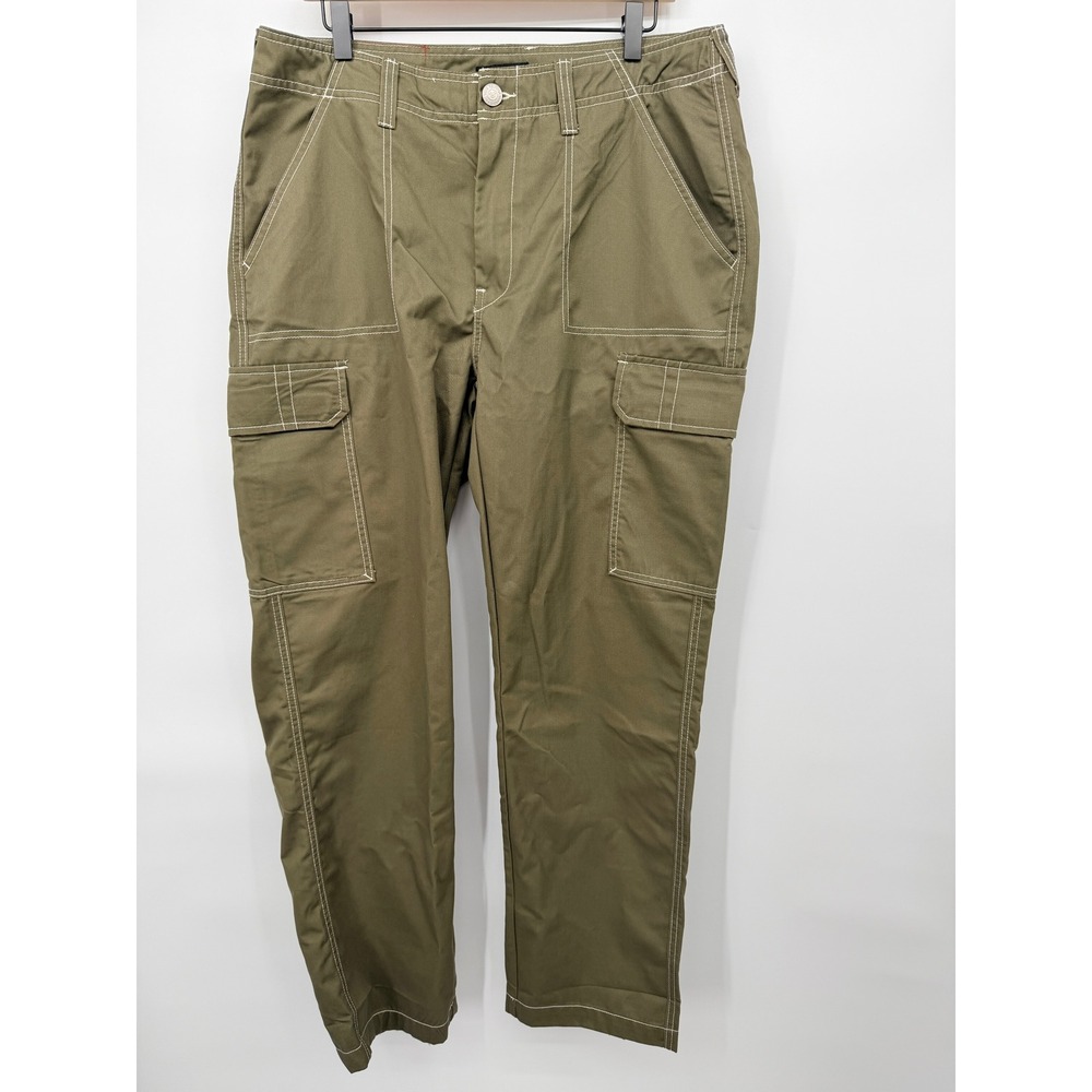 True Religion Bobby Baggy Cargo Pant Mens 34 Kalamata Green NWT Contrast Stitch